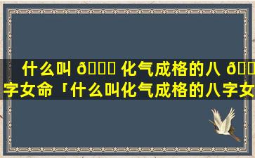 什么叫 🍀 化气成格的八 🐬 字女命「什么叫化气成格的八字女命呢」